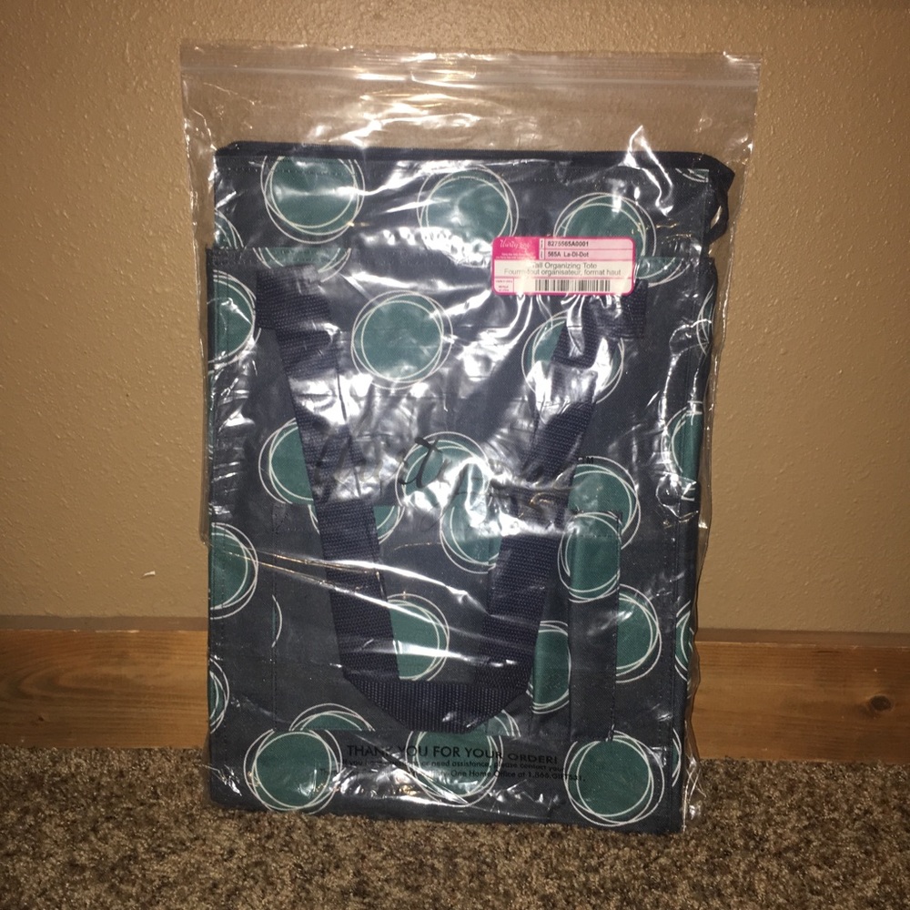 SOLD! Tall Organizing Tote in La-Di-Dot